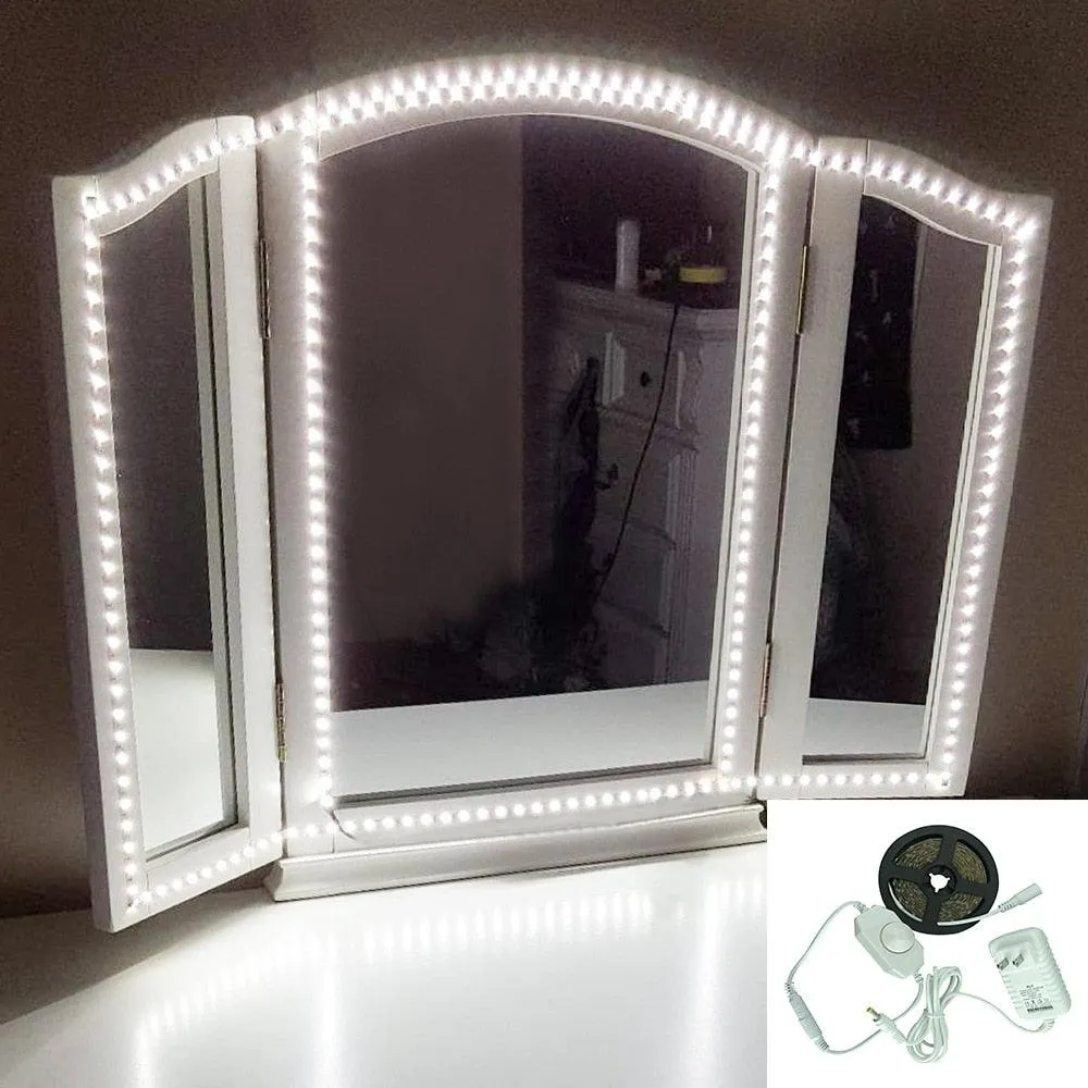 1 Set 300 LEDs Makeup Mirror Vanity Mirror Light with Dimmer Power Supply For Dressing Table With Manual Makeup Mirror Lights