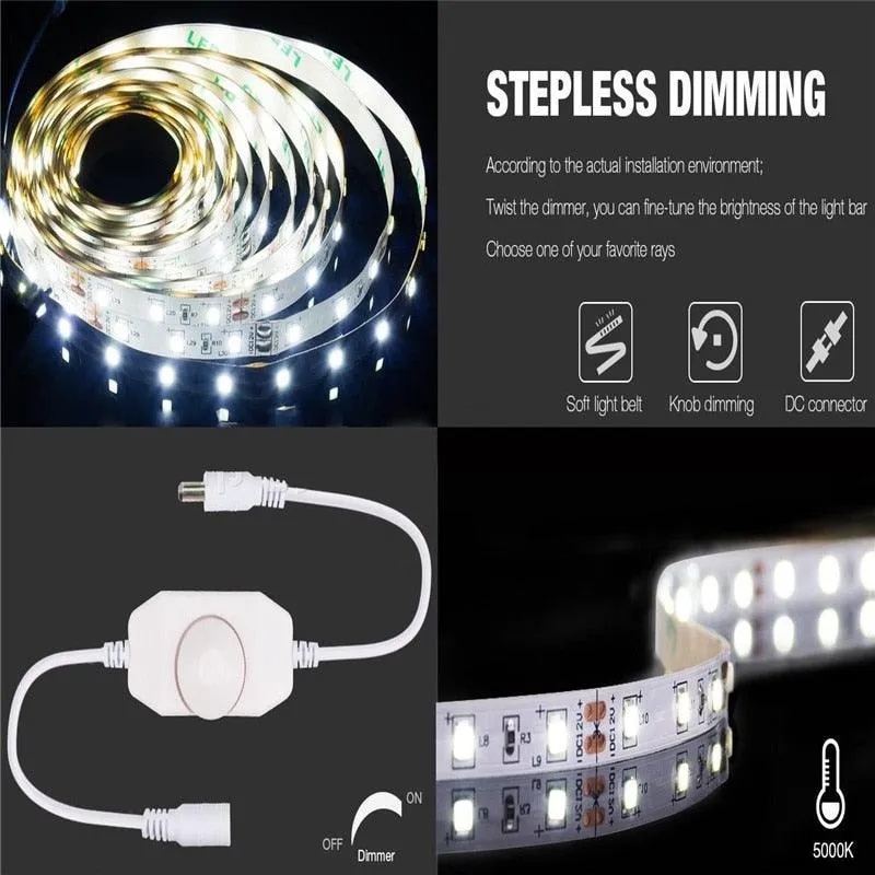 1 Set 300 LEDs Makeup Mirror Vanity Mirror Light with Dimmer Power Supply For Dressing Table With Manual Makeup Mirror Lights