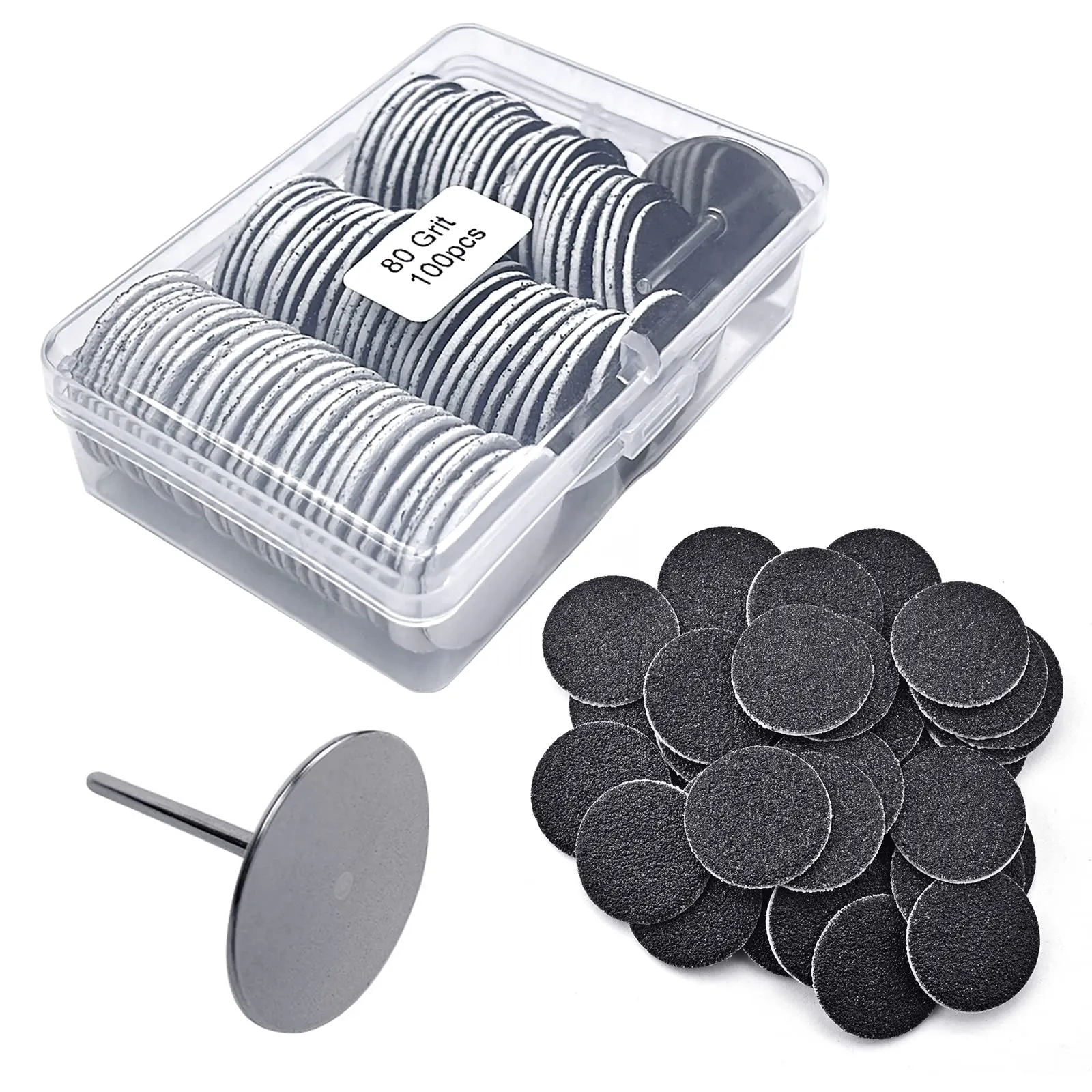 100pcs Replaceable Sanding Paper with Disk 25mm Pedicure Sandpaper Nail Drill Bit Accessories Salon Foot Calluse Tool (HJ-NF037-80#) Hj-nf037-80#
