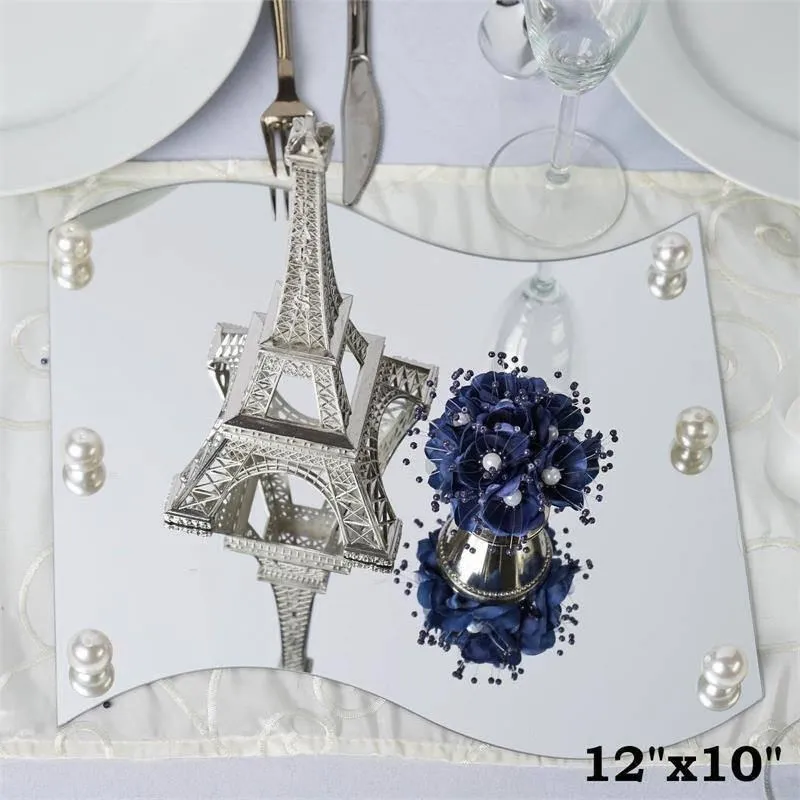 12x10" Wave Glass Mirror Wedding Party Table Decorations Centerpieces - 4 PCS