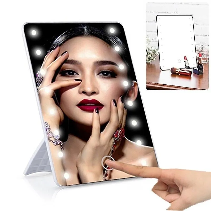 16 Led Lighted Makeup Mirror Touch Screen Tabletop Cosmetic Mirror With Stand