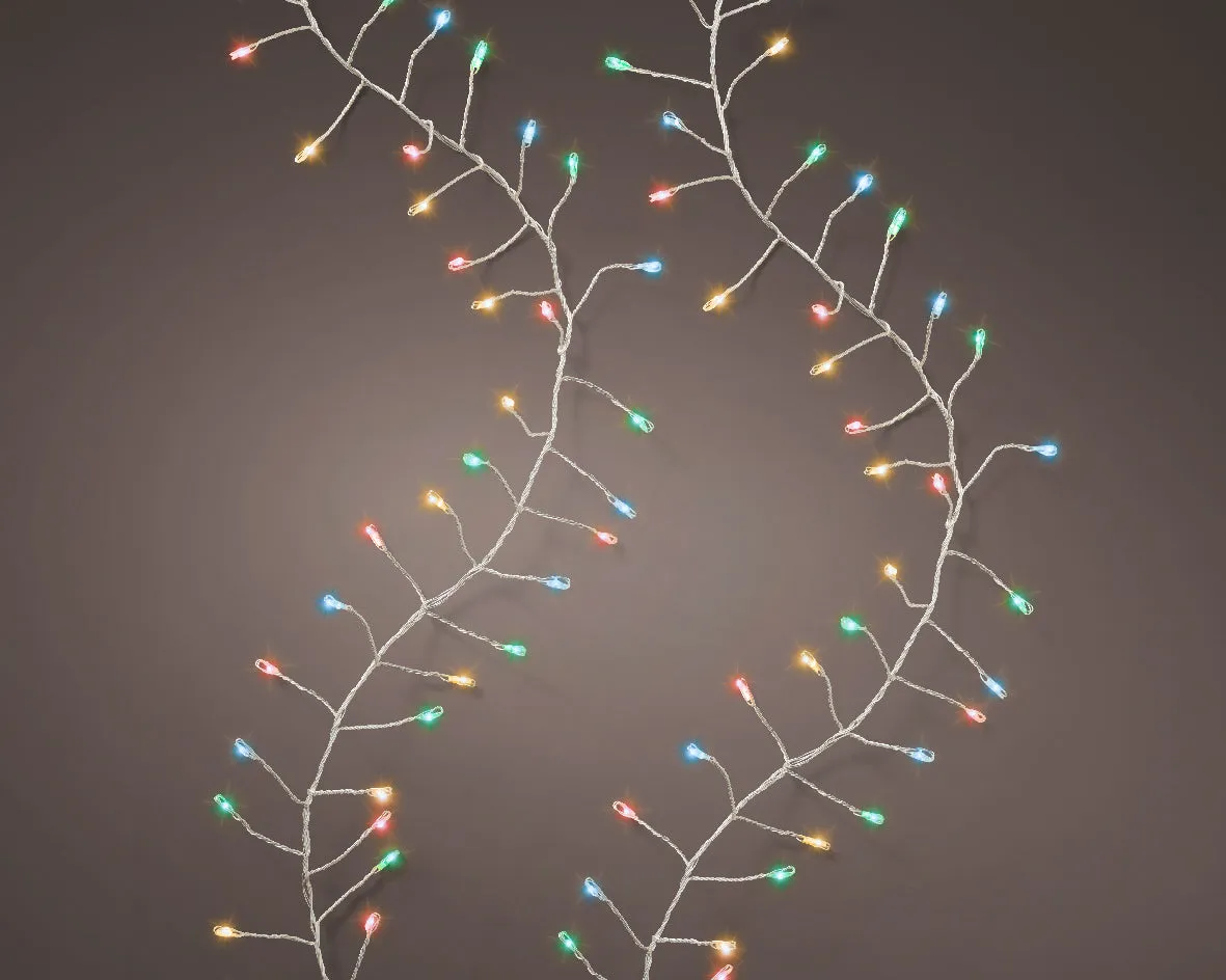 20 FT Compact 480 Micro LED Multicolor Silver Wire 8 Function Twinkle