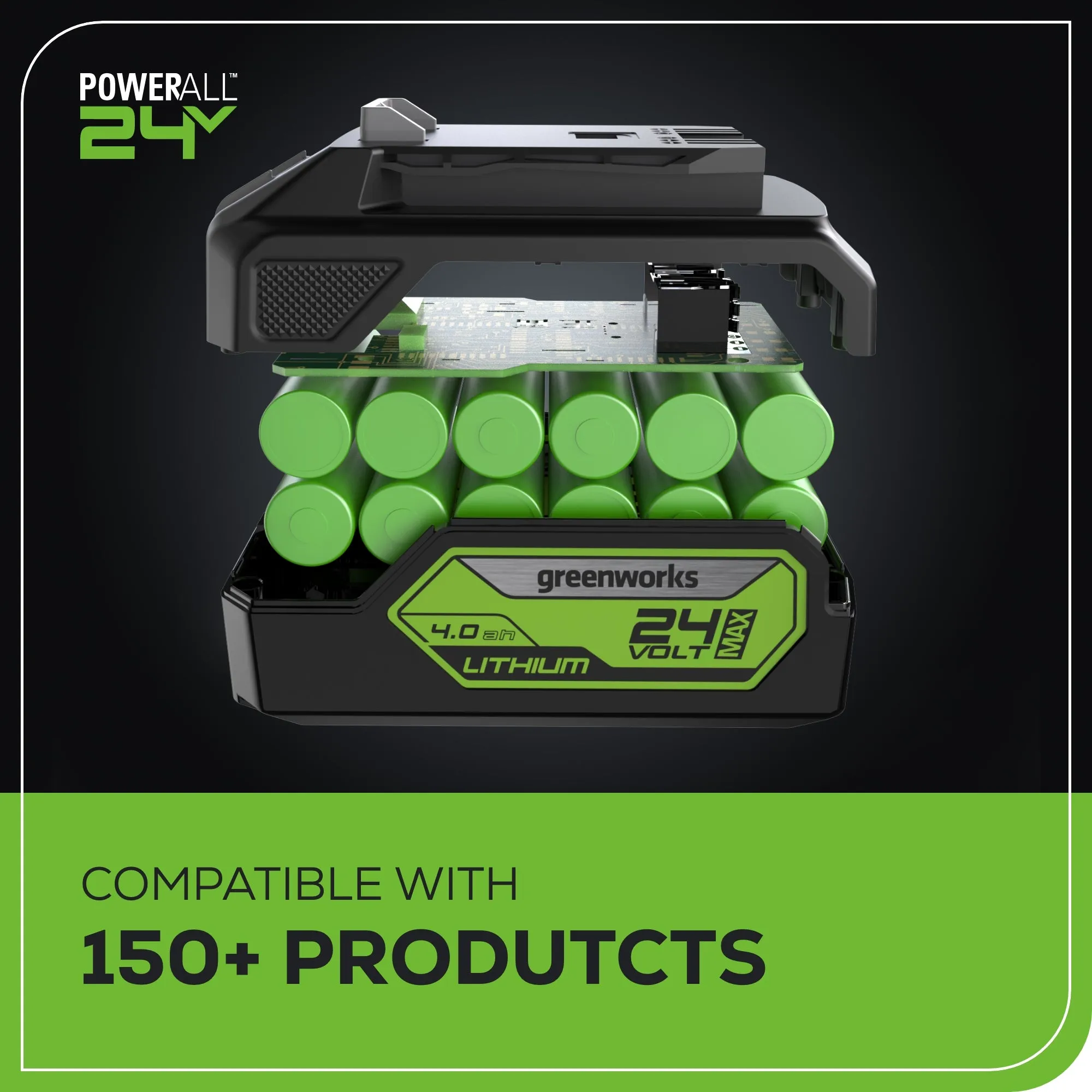 24V Cordless Battery Green Stick Vacuum w/ 4.0Ah USB-C Battery & Charger
