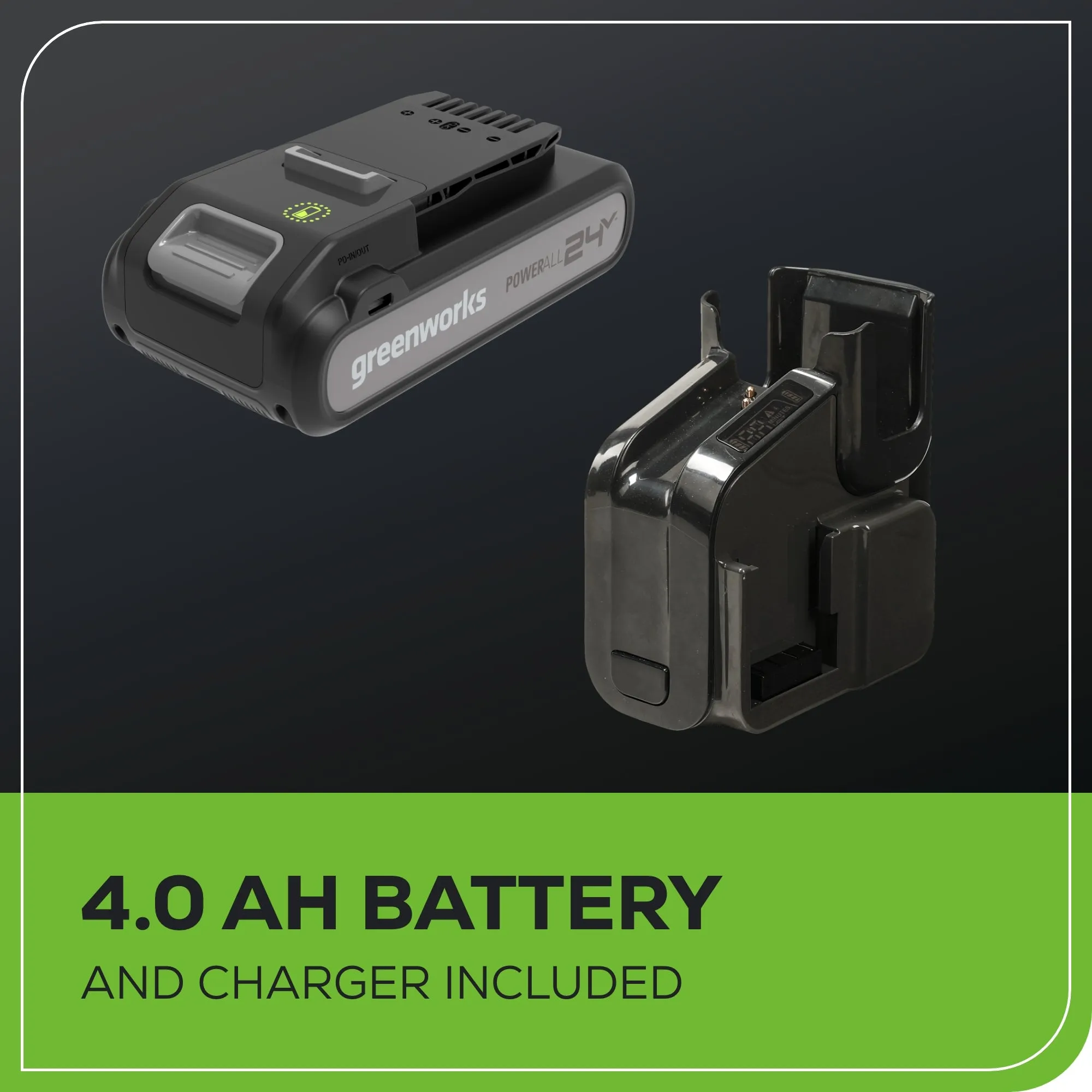 24V Cordless Battery Green Stick Vacuum w/ 4.0Ah USB-C Battery & Charger