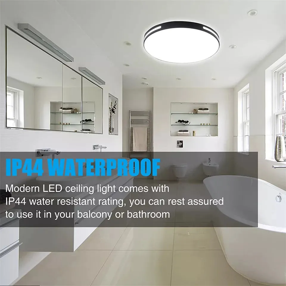 27W Modern Ceiling Light LED, 40cm Black LED Dimmable Ceiling Lights Fixtures with Switch Control, Square Flush Mount Ceiling Lamp for Living Room