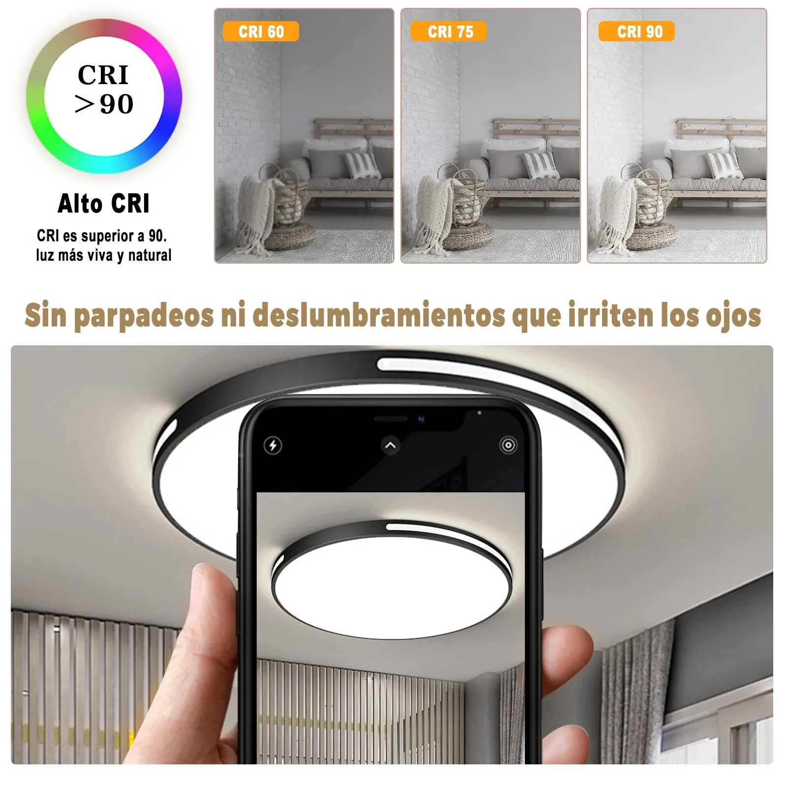27W Modern Ceiling Light LED, 40cm Black LED Dimmable Ceiling Lights Fixtures with Switch Control, Square Flush Mount Ceiling Lamp for Living Room