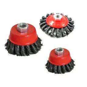 3 Pack Twist Knot Semi Flat Wire Wheel Cup Brush Set Kit - For Angle Grinder