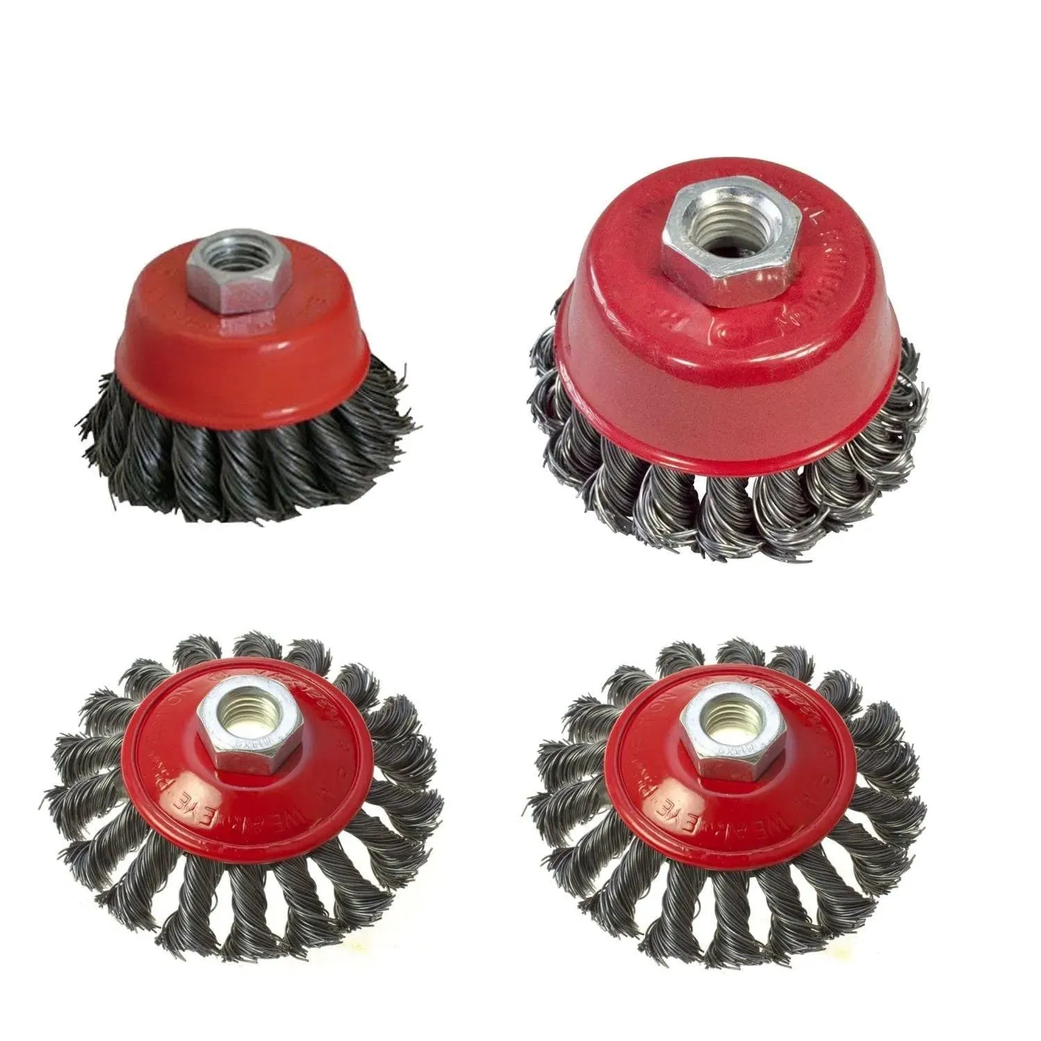 4" & 3" DIA TWIST KNOT WIRE WHEEL & CUP BRUSH SETS M14 FOR ANGLE GRINDERS
