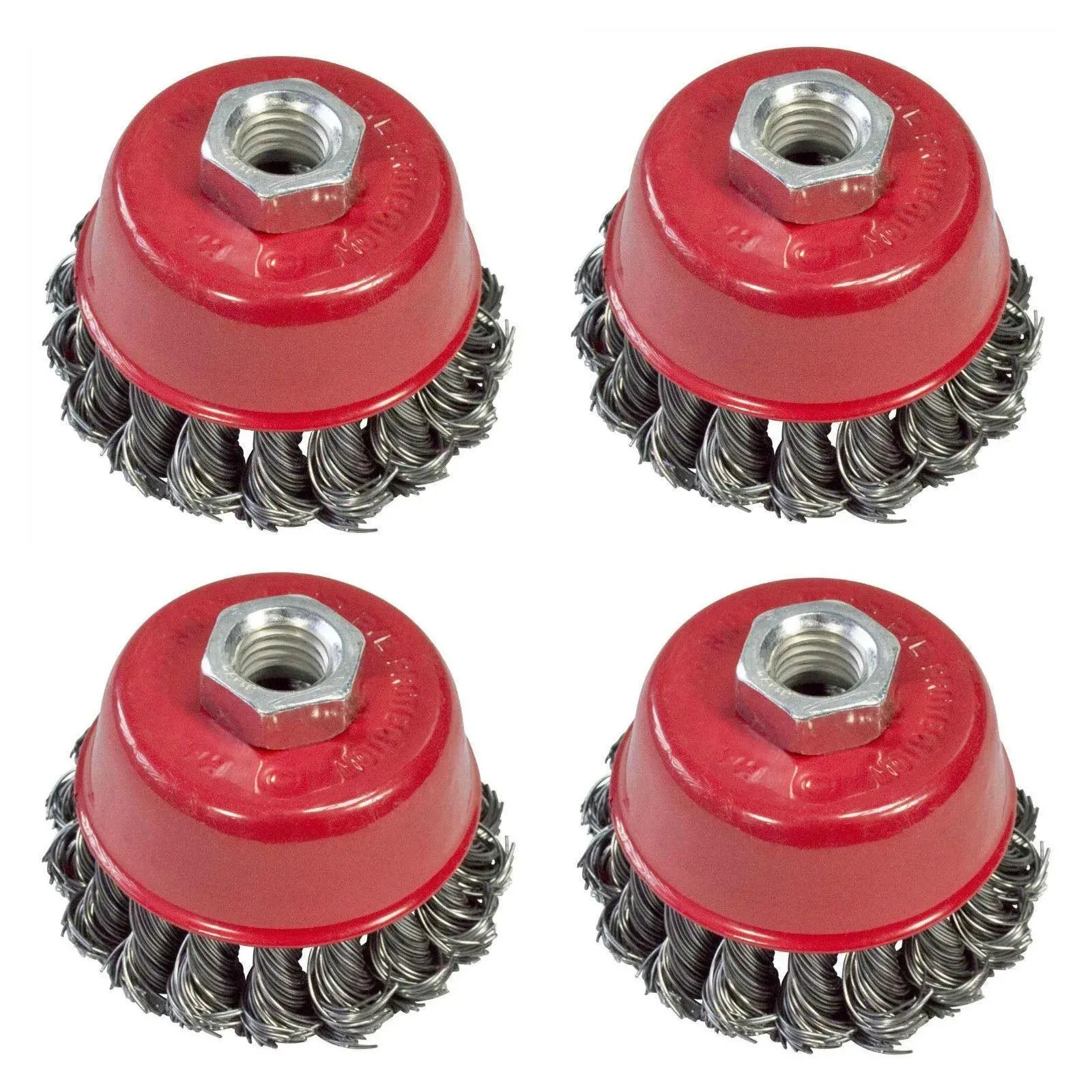 4" & 3" DIA TWIST KNOT WIRE WHEEL & CUP BRUSH SETS M14 FOR ANGLE GRINDERS