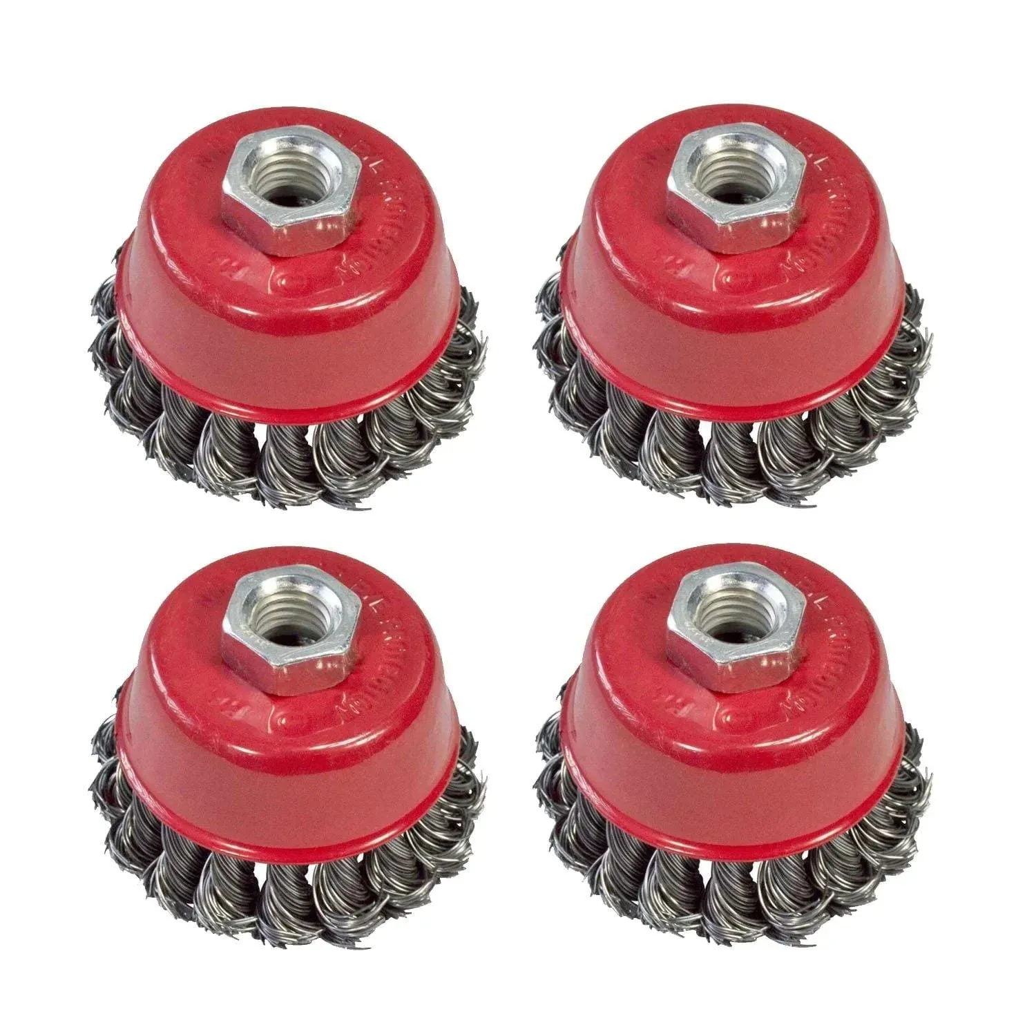 4" & 3" DIA TWIST KNOT WIRE WHEEL & CUP BRUSH SETS M14 FOR ANGLE GRINDERS