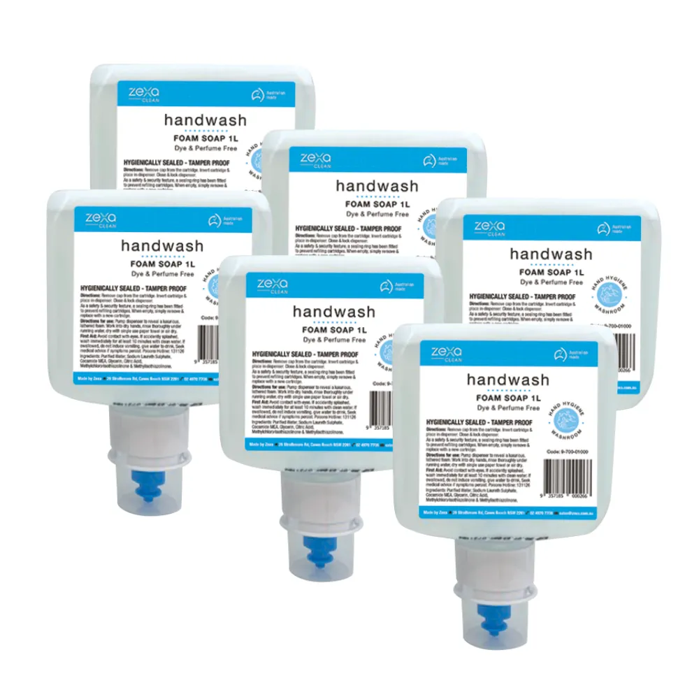 6 x Zexa Foam Hand Wash Refill Cartridge 1L
