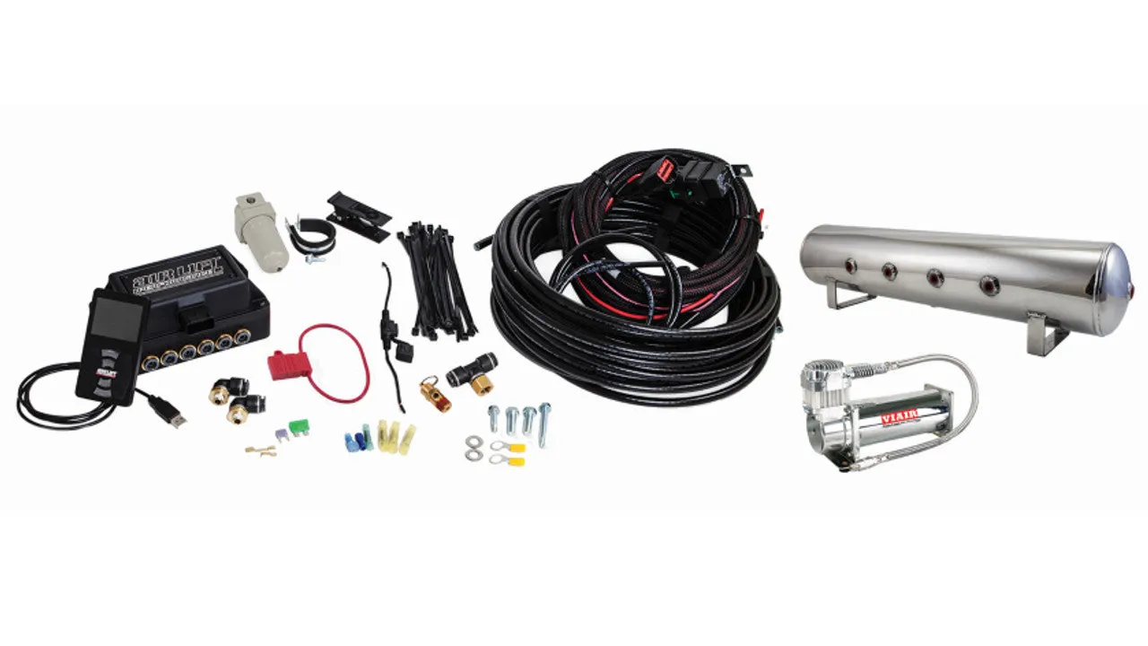 Air Lift Performance 3P Air Management (3/8" Air Line, 4 Gallon 7-Port Lightweight Polished Aluminum Tank, VIAIR 444C Compressor)