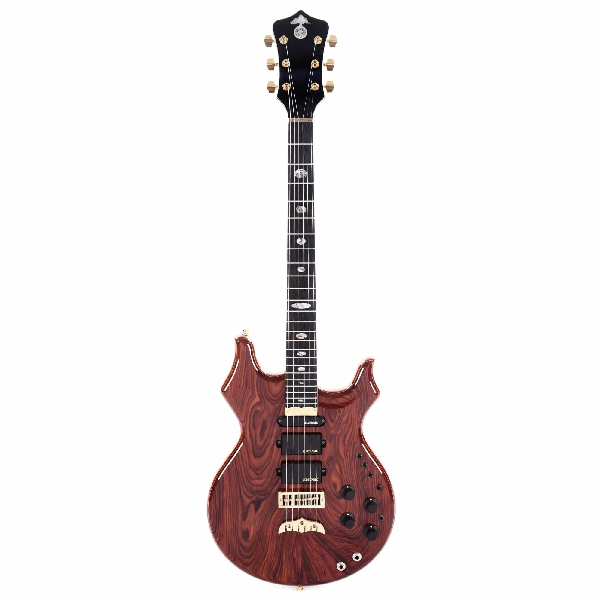 Alembic Tribute Cocobolo w/Red Side LEDs, Beveled Peghead, & Continuous Cocobolo Backplates
