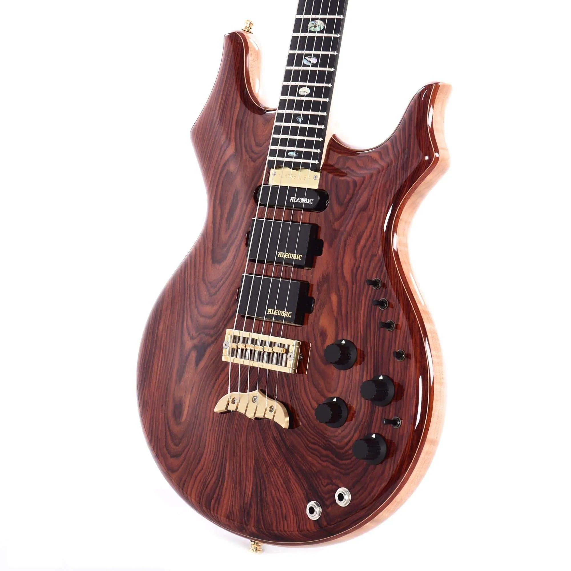 Alembic Tribute Cocobolo w/Red Side LEDs, Beveled Peghead, & Continuous Cocobolo Backplates