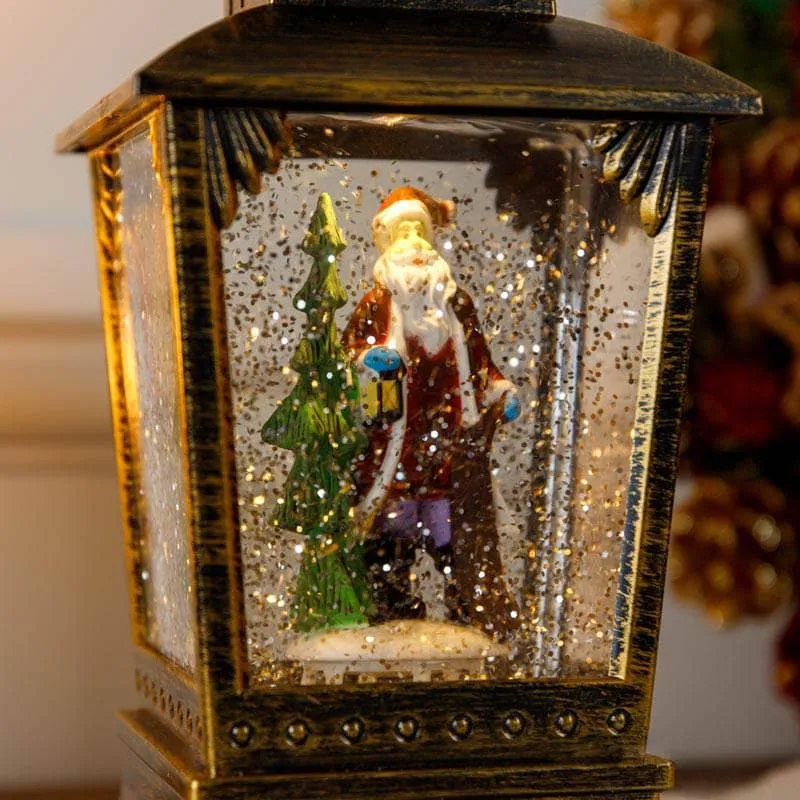 Antique Santa Water Spinner Lantern - 24cm