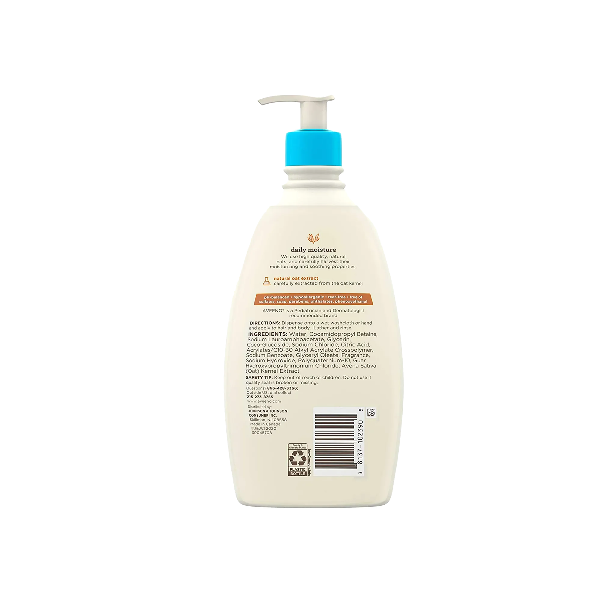 Aveeno Baby Daily Moisture Wash and Shampoo 976Ml