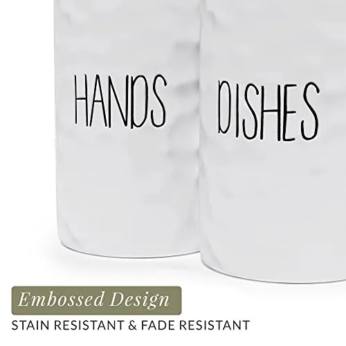 Barnyard Designs 14.5oz Ceramic Hand Soap & Dish Soap Dispenser Set, Farmhouse Kitchen Decor for Countertop, Hand and Dish Soap Dispenser for Kitchen Sink, Farmhouse Decor for Kitchen, White, Set of 2