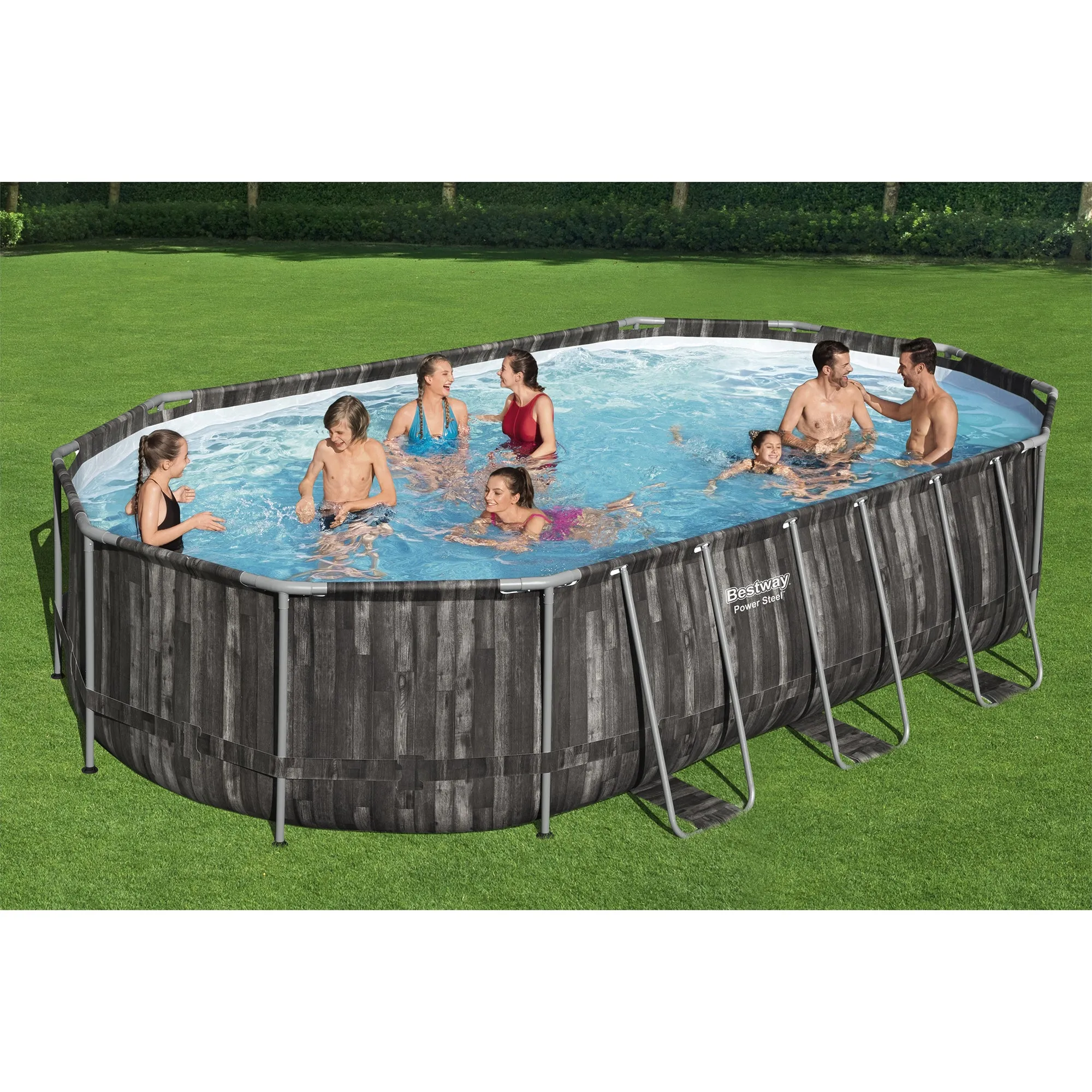 Bestway Power Steel 20' x 12' x 48" Oval Above Ground Outdoor Swimming Pool Set
