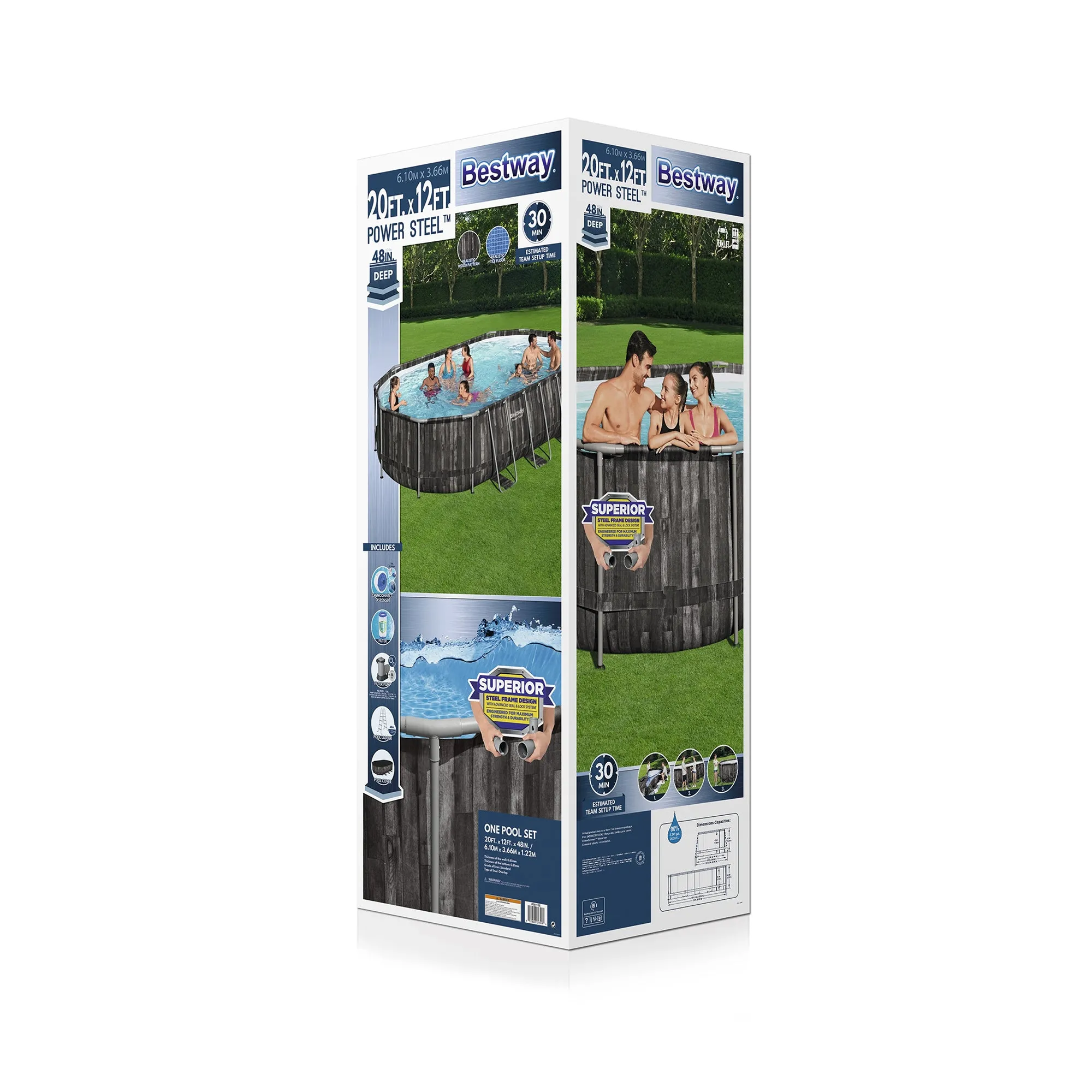 Bestway Power Steel 20' x 12' x 48" Oval Above Ground Outdoor Swimming Pool Set