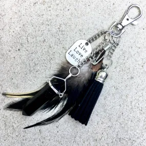 Black Obsidian Crystal Point Keyring Bag Charm