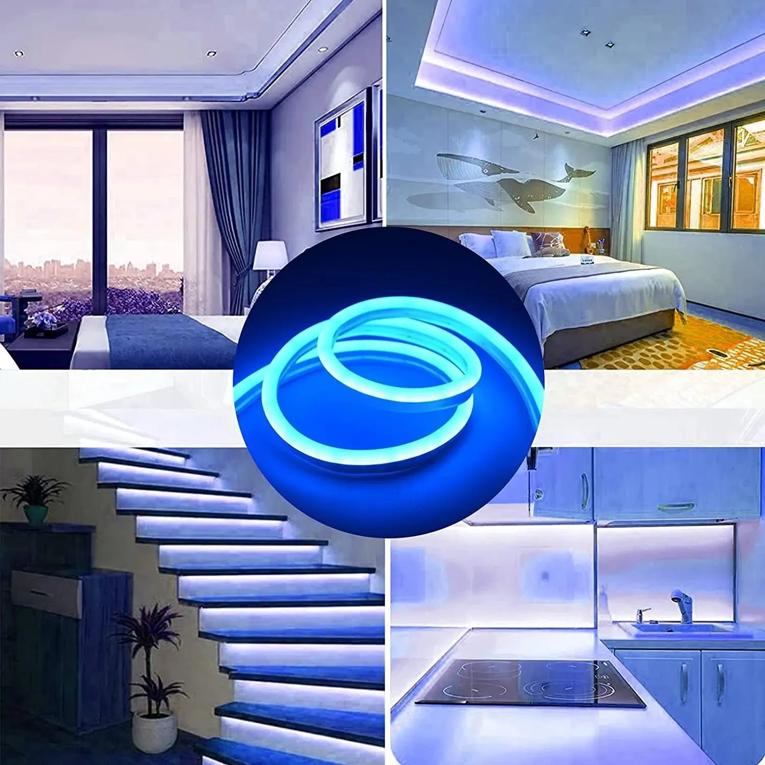 Blue LED Neon Flex DC 12V IP65 Waterproof 8x16mm 120 LEDs/M