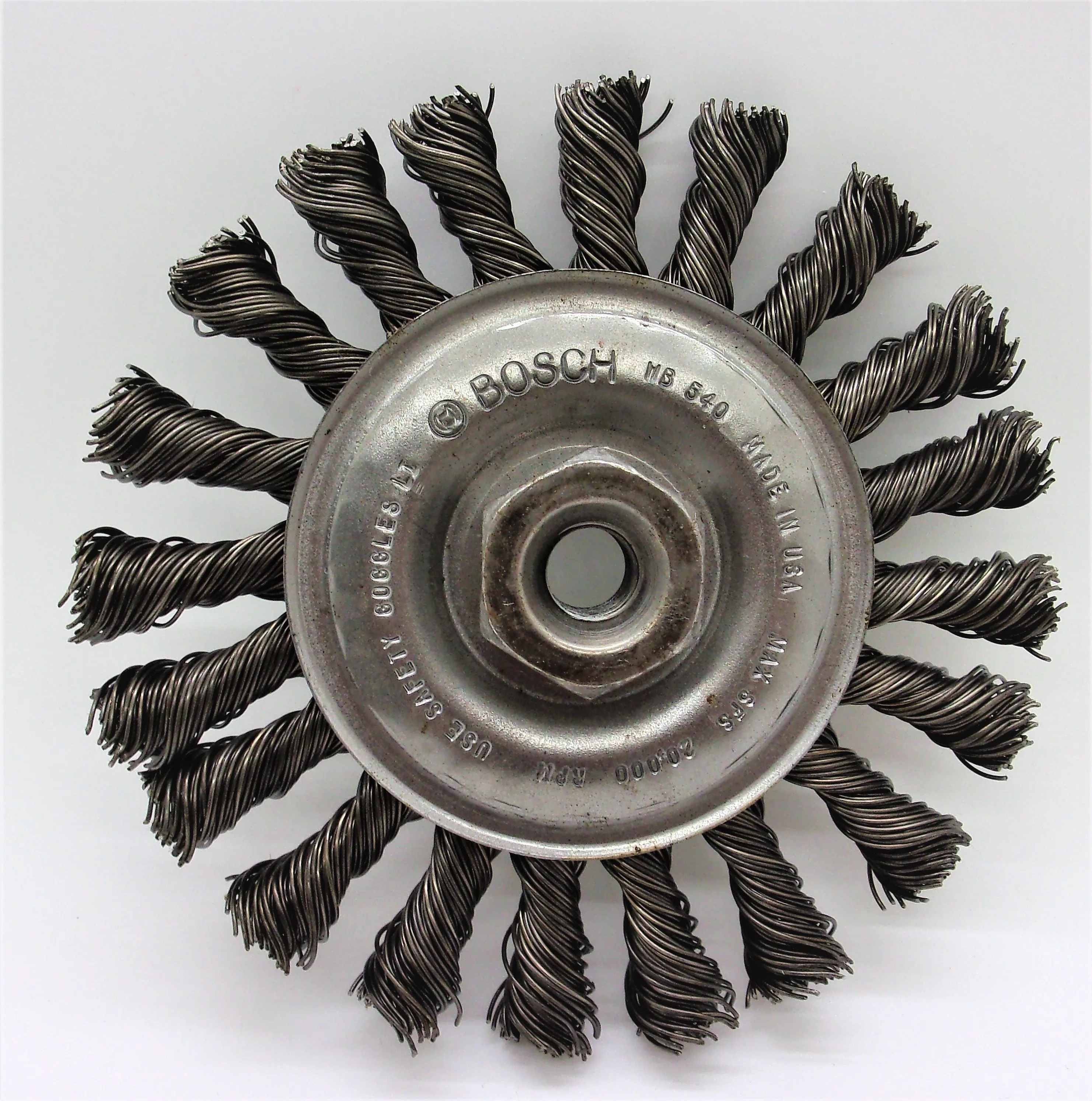 Bosch WB 540 4" Full Cable Twist Knotted Wire Grinder Wheel M10 X 1.25 Arbor USA