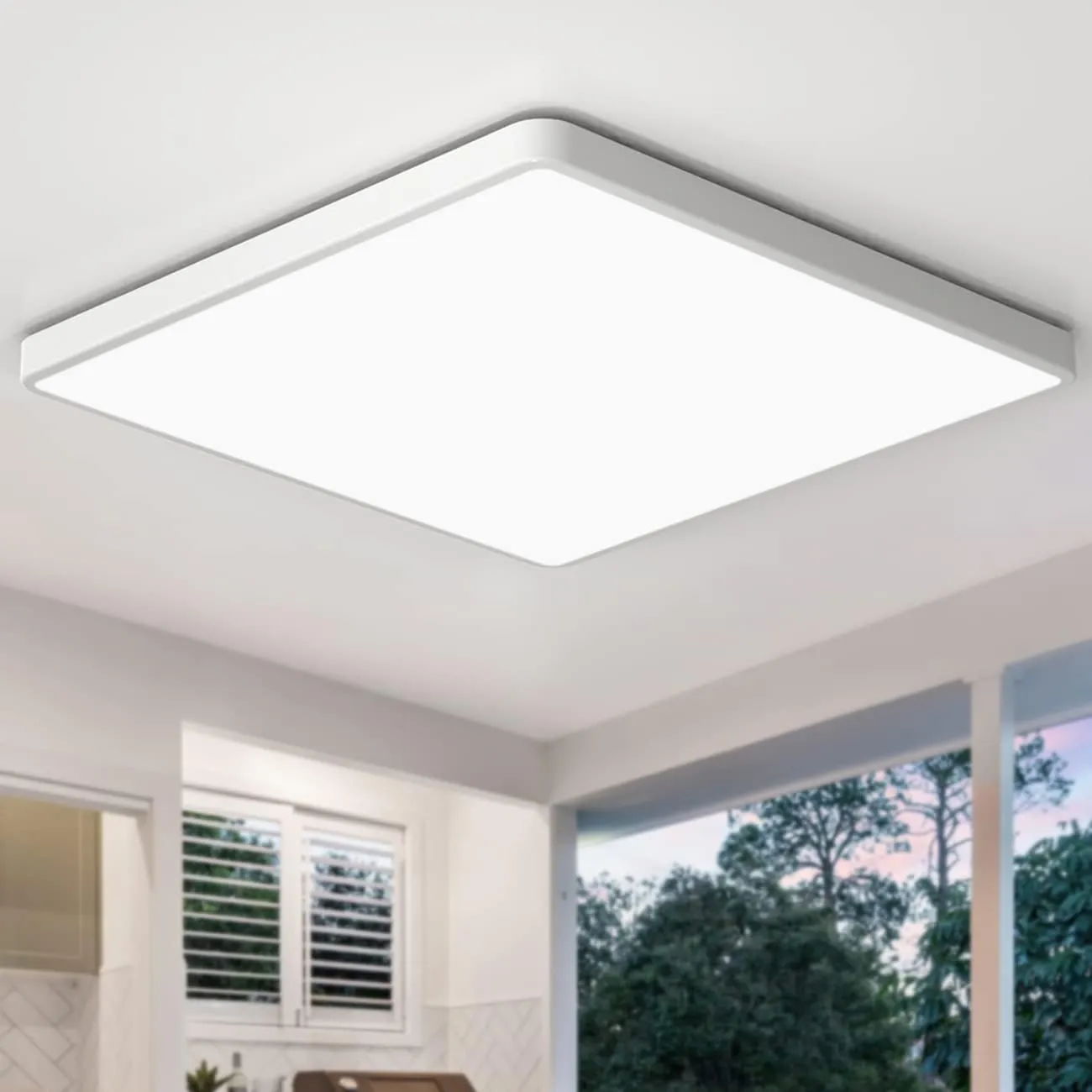 Ceiling Lights 36W, Super Bright Square LED Ceiling Light, Daylight White 6000K, IP44 Waterproof Bathroom Light, for Office, Living Room, Bedroom, Kitchen, Bathroom, Hallway