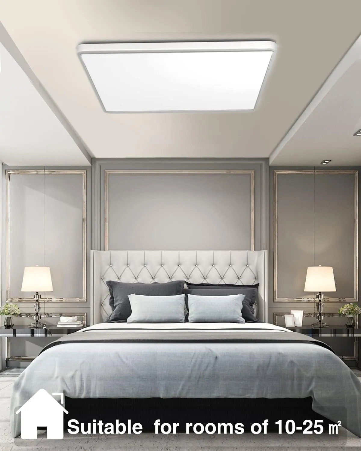 Ceiling Lights 36W, Super Bright Square LED Ceiling Light, Daylight White 6000K, IP44 Waterproof Bathroom Light, for Office, Living Room, Bedroom, Kitchen, Bathroom, Hallway