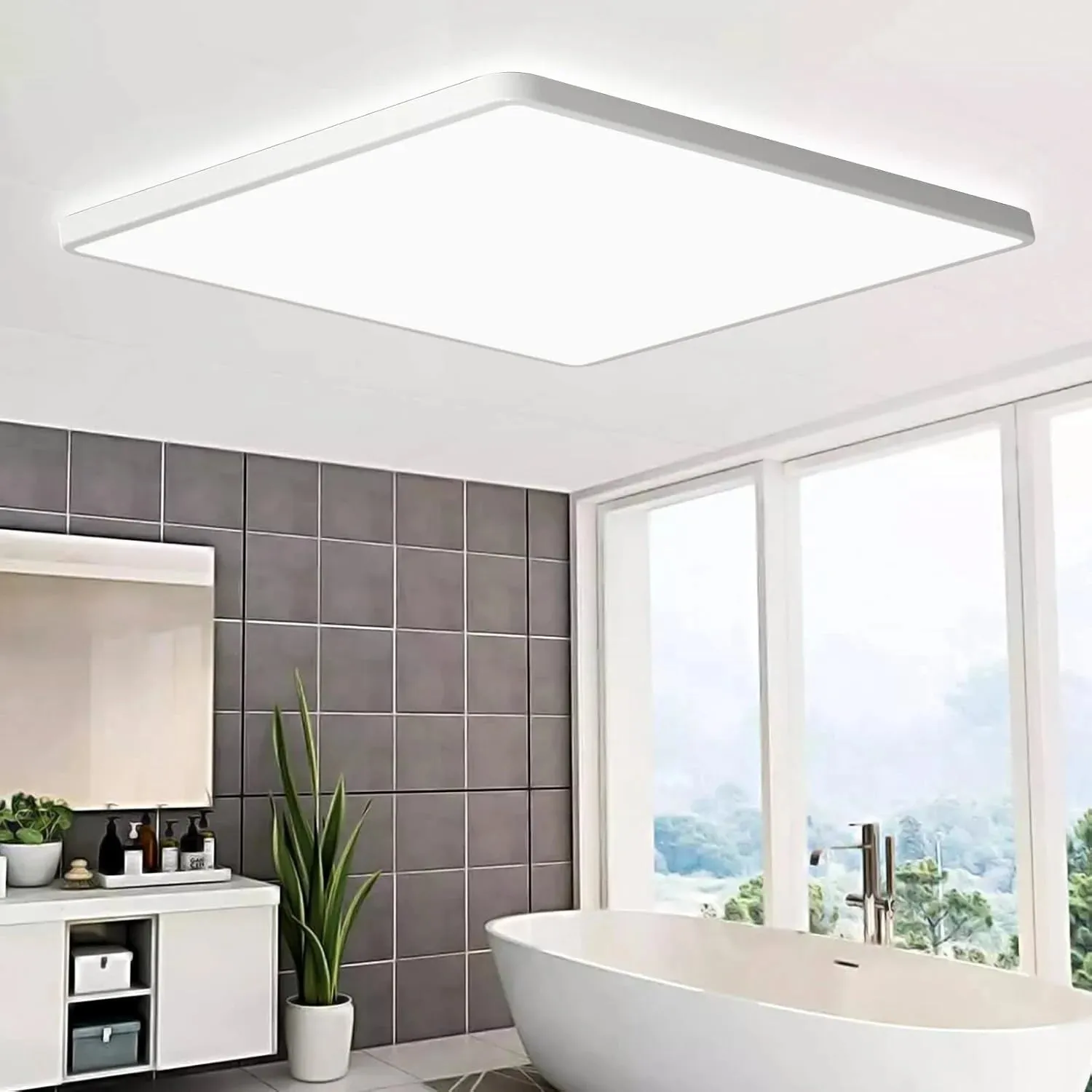Ceiling Lights 36W, Super Bright Square LED Ceiling Light, Daylight White 6000K, IP44 Waterproof Bathroom Light, for Office, Living Room, Bedroom, Kitchen, Bathroom, Hallway