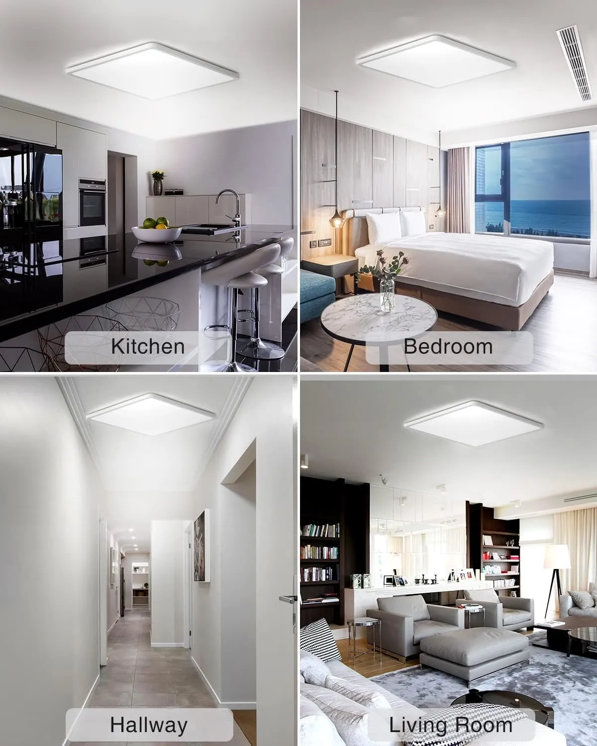 Ceiling Lights 36W, Super Bright Square LED Ceiling Light, Daylight White 6000K, IP44 Waterproof Bathroom Light, for Office, Living Room, Bedroom, Kitchen, Bathroom, Hallway