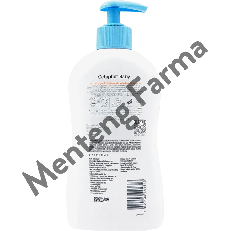 Cetaphil Baby Wash & Shampoo with Organic Calendula 400 mL - Sabun & Shampoo Perawatan Kulit Bayi