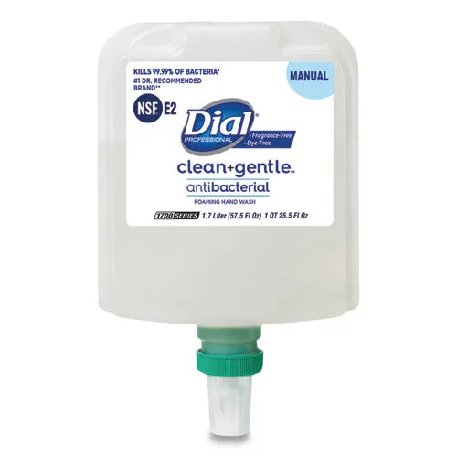 Clean gentle Antibacterial Foaming Hand Wash Refill For Dial 1700 Dispenser, Fragrance Free, 1.7 L, 3/carton