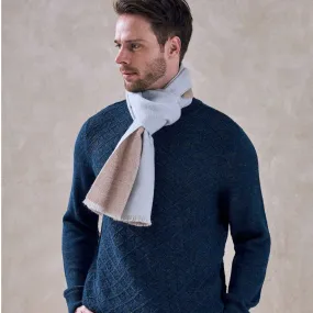 Double Face Baby Alpaca Scarf - Tan Pale Blue