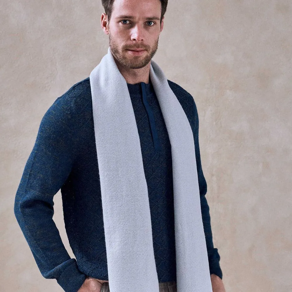 Double Face Baby Alpaca Scarf - Tan Pale Blue