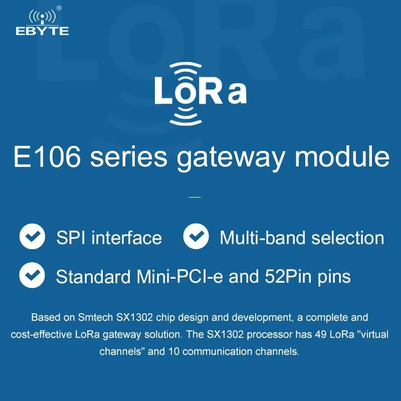 EBYTE E106-868G27P2 SX1302 868MHz SPI PCI-e LoRa Long-range Communicator Radio LoRa Module Wireless Transceiver Ebyte Transmitter