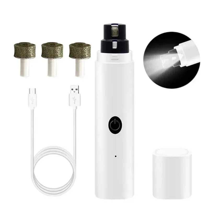 Electric Dog Nail Clippers for Dog Nail Grinders Rechargeable USB Charging LED Light Pet Quiet Cat Paws Nail Grooming Supplies