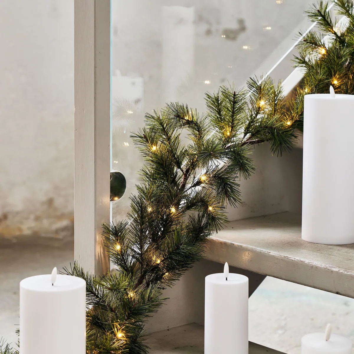 Faux Pine Sprig Garland with LED Lights - Battery Powered