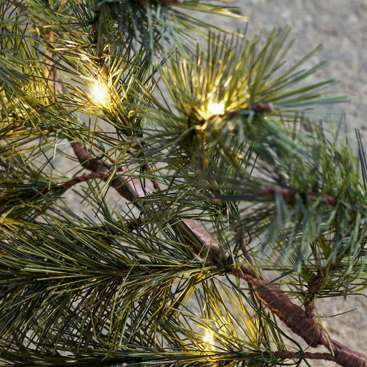 Faux Pine Sprig Garland with LED Lights - Battery Powered