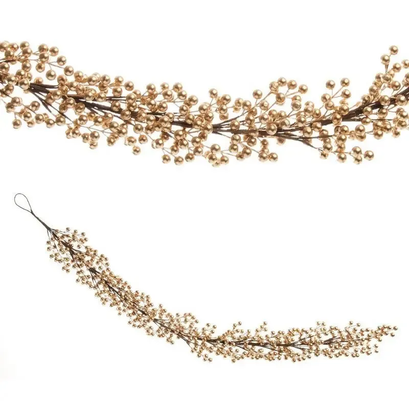 Festive 130cm Gold Cluster Berry Garland