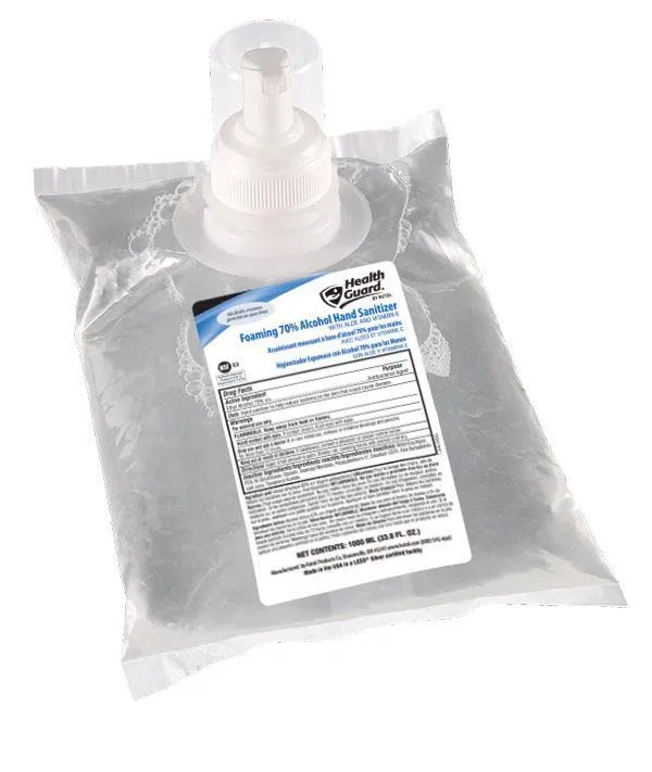 Foaming Foaming 70% Alcohol Hand Sanitizer, 1000 mL Refill, Health Guard 71041, Pack of 3