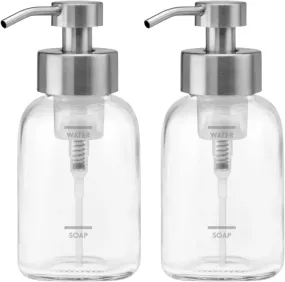 Grove Co. Foaming Soap Dispenser Set - Refillable Glass, Stainless Steel Pump, Reduces Plastic Waste