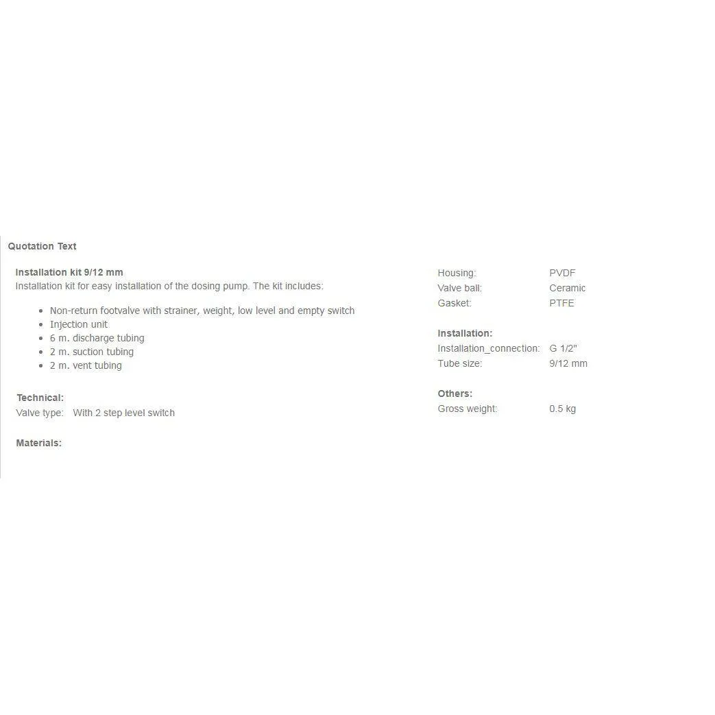 Grundfos Dosing Pump Installation Kit (SUIT DDE / DDA S)