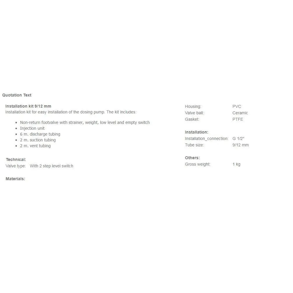 Grundfos Dosing Pump Installation Kit (SUIT DDE / DDA S)