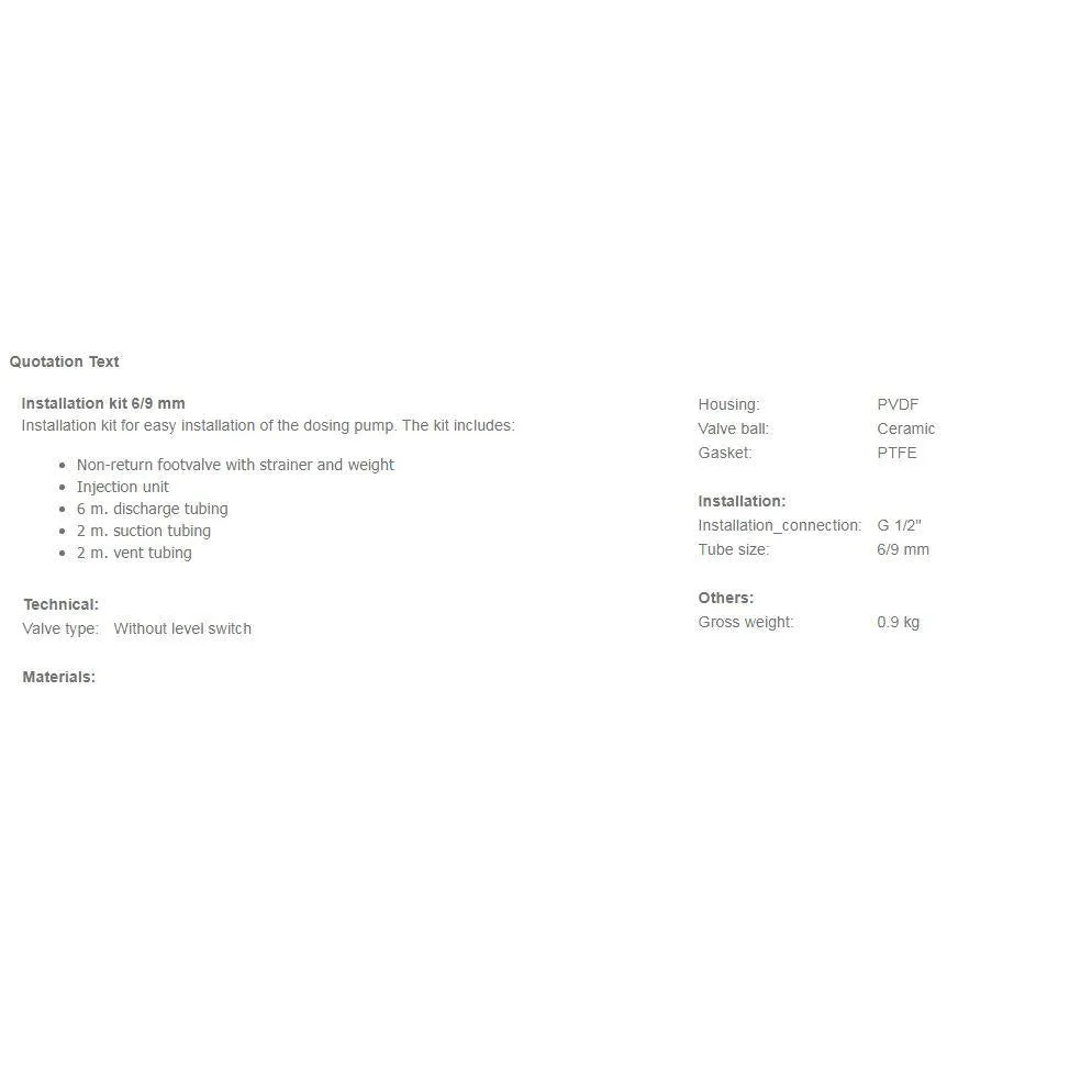 Grundfos Dosing Pump Installation Kit (SUIT DDE / DDA S)