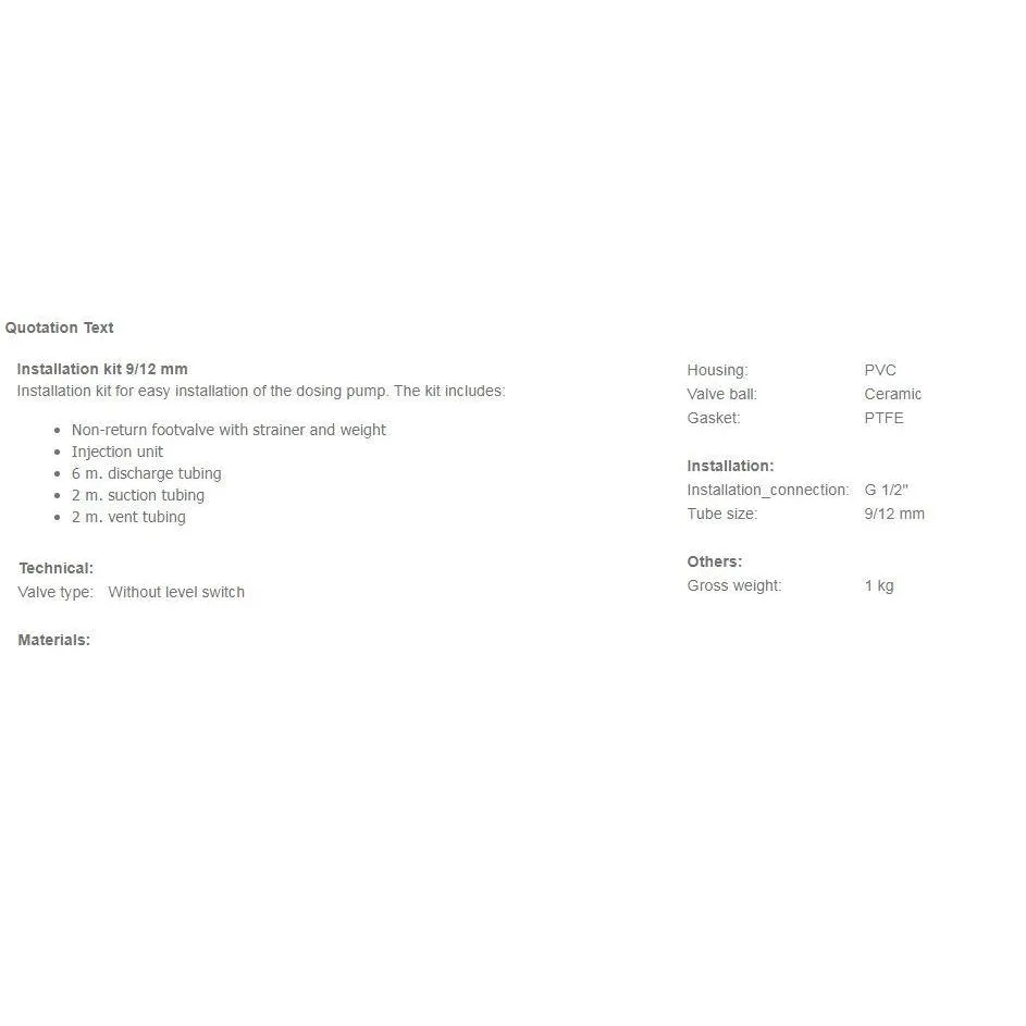 Grundfos Dosing Pump Installation Kit (SUIT DDE / DDA S)