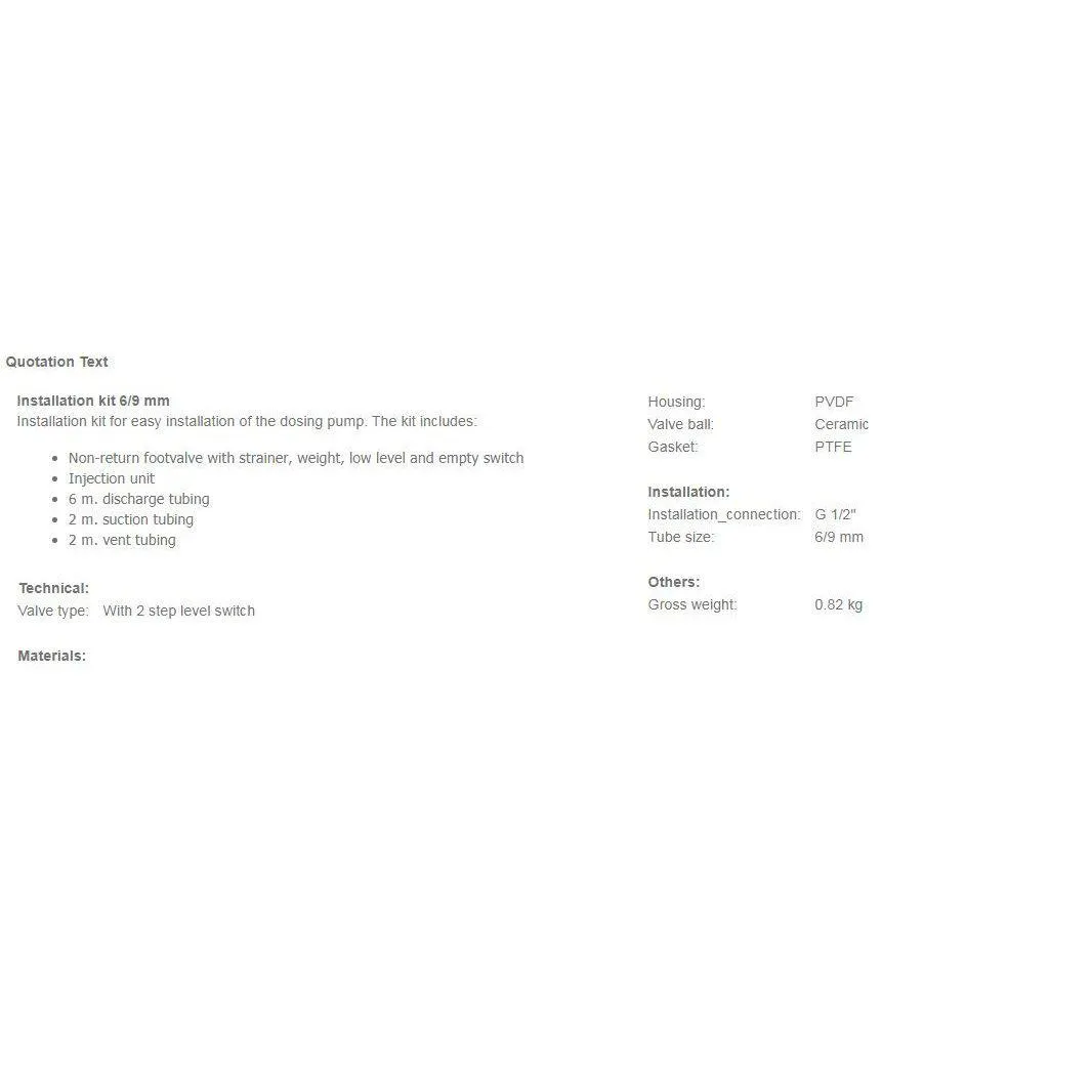 Grundfos Dosing Pump Installation Kit (SUIT DDE / DDA S)