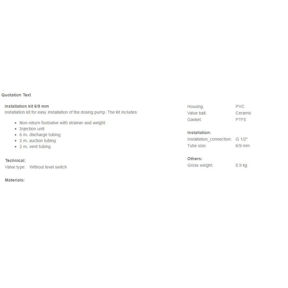 Grundfos Dosing Pump Installation Kit (SUIT DDE / DDA S)