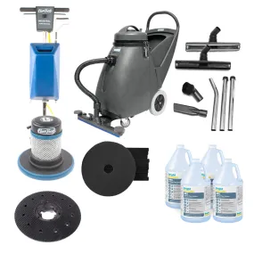 Heavy Duty Commercial Floor Stripping Package w/ 17" Floor Buffer Machine & Wet / Dry Vacuum
