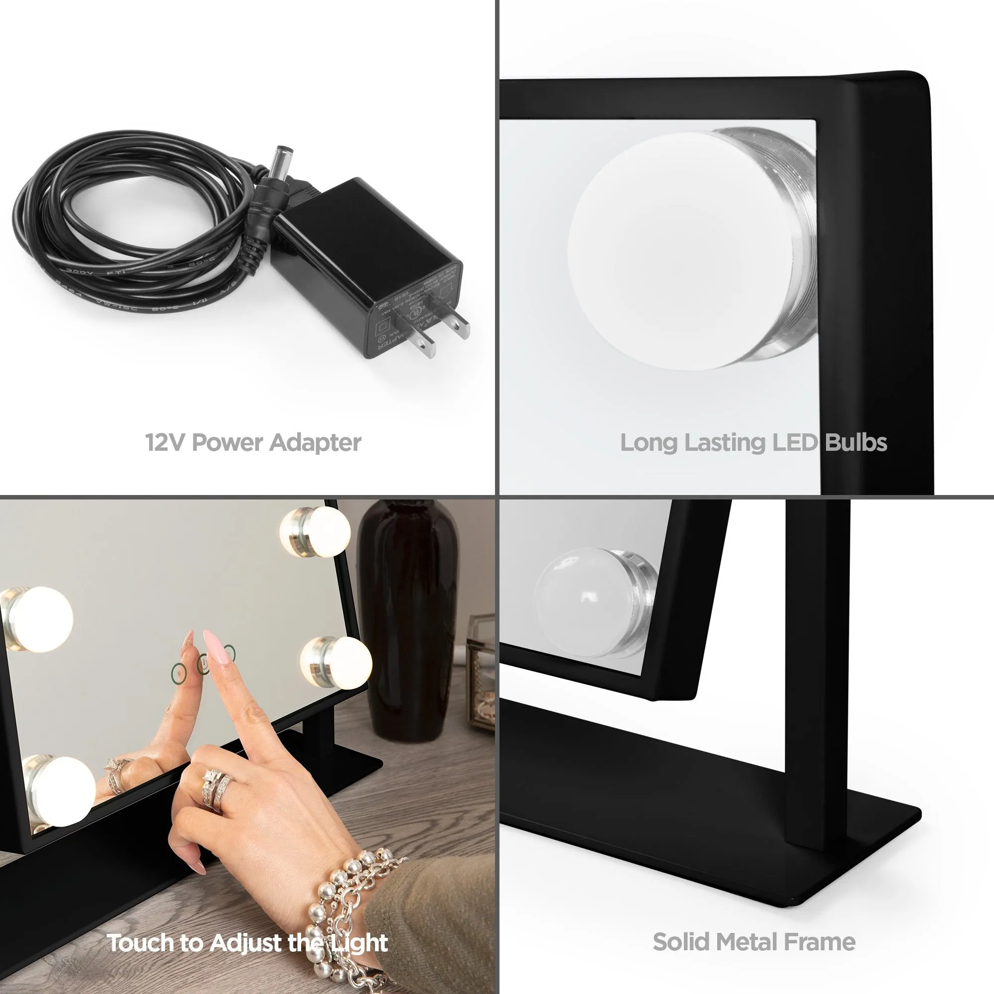 Hollywood Makeup Vanity Mirror w/ Smart Touch, Adjustable Color Temp, 12 LED