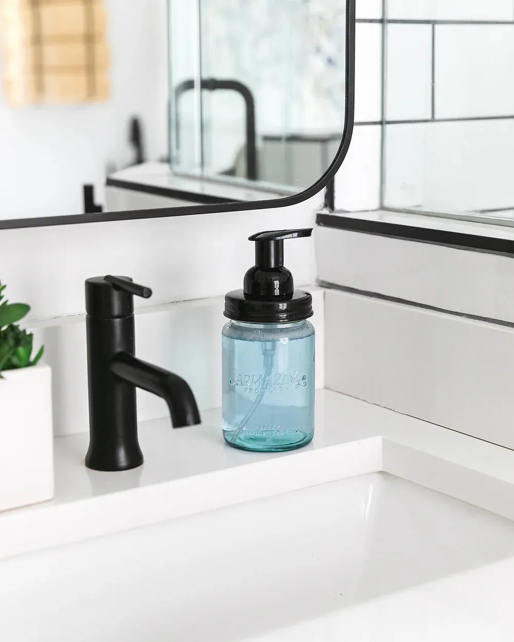 Jarmazing - Vintage Blue Recycled Glass Mason Jar Foaming Pump